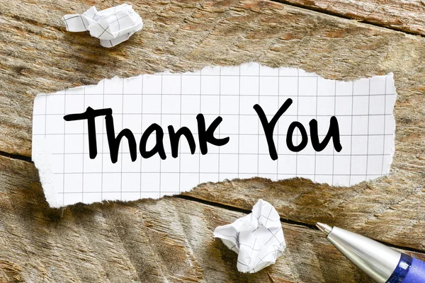 Note with thank you  and  pen — Stock Photo, Image