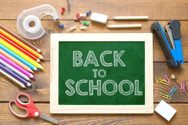 Back to school  on chalkboard — Stock Photo, Image