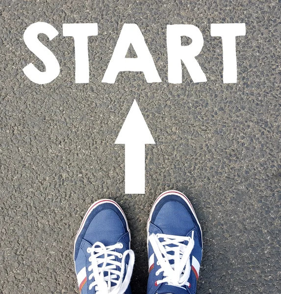 Male sneakers with start word — Stock Photo, Image