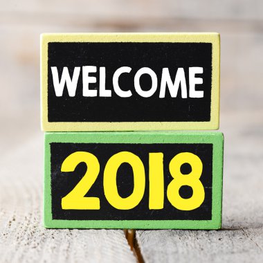2018 yıl karatahtalar üzerinde Hoşgeldiniz