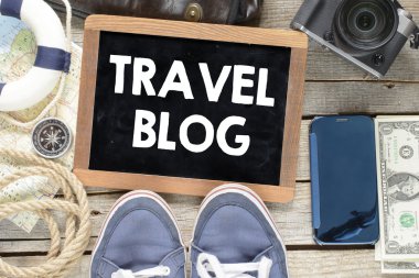 Seyahat blog yazı tahtası üzerinde