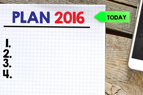 Plan 2016 sur feuille de papier — Photo