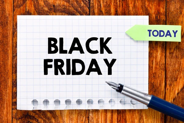 White paper sheet with black friday — Stock Photo, Image