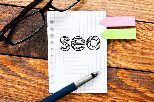 White paper sheet with seo — Stock Photo, Image