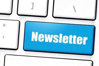 Bilgisayar beyaz klavye ile Bülten