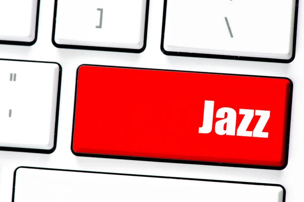 Computer white keyboard with  jazz. — Stock Photo, Image