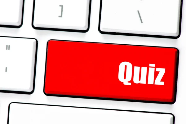 Computer white keyboard with     quiz — Stock Photo, Image