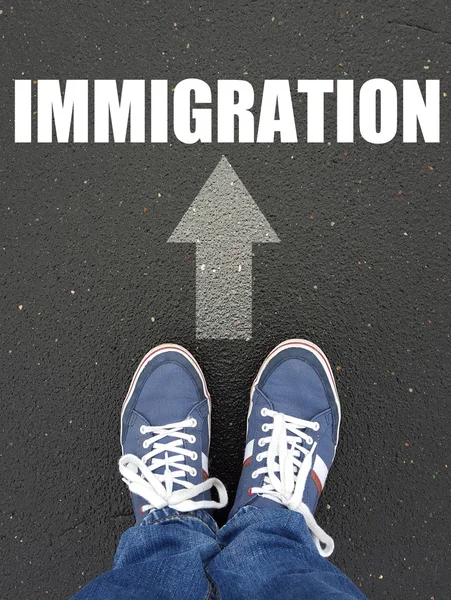 Male sneakers with   immigration — Stock Photo, Image