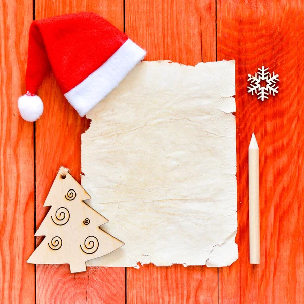 Feliz carta de Navidad con sombrero de santa —  Fotos de Stock