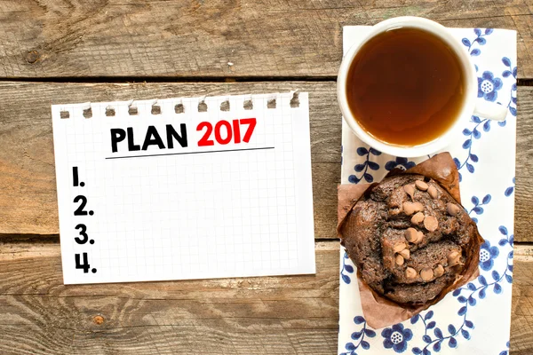 Feuille de papier avec plan 2017 — Photo