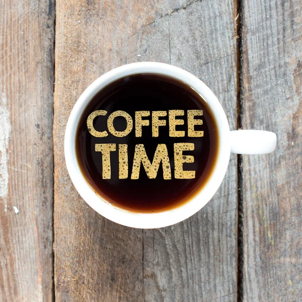 Café com tempo de café na xícara — Fotografia de Stock