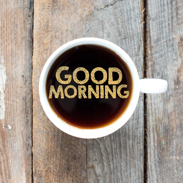 Koffie met Goedemorgen in cup — Stockfoto