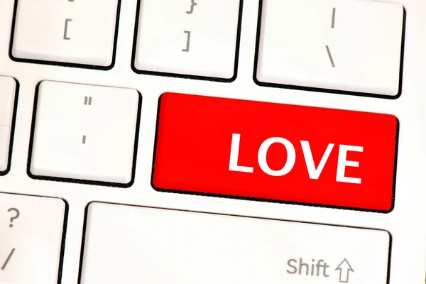 Computer white keyboard with    love — Stock Photo, Image