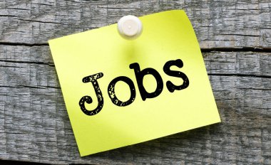 Küçük bir kağıt parçasına iş sözü. İş konsepti.