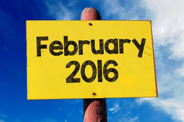Februari 2016 op teken op sky — Stockfoto