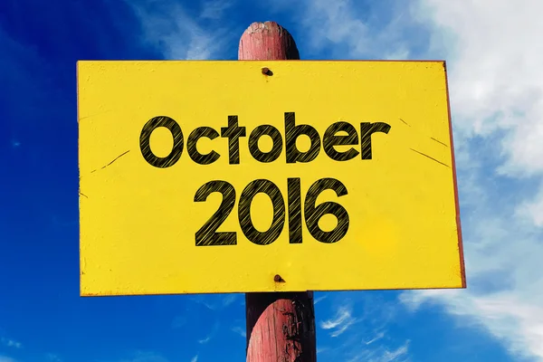 Октябрь 2016 on sign on sky — стоковое фото