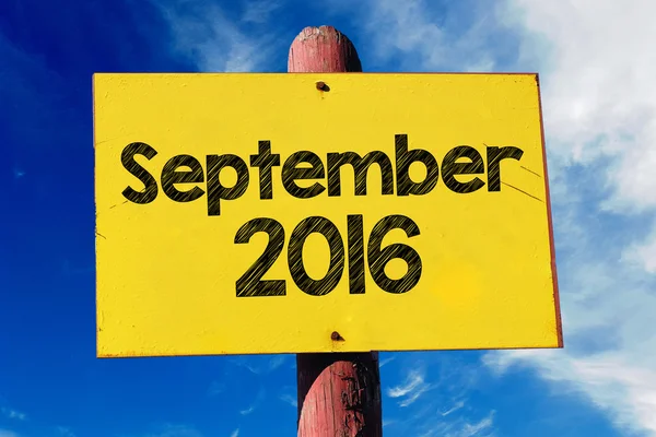 September 2016  on  sign on sky — Stock Photo, Image