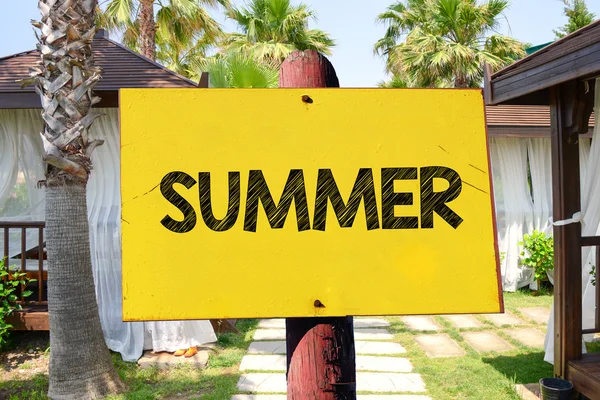 Summer on wooden sign — Stock Photo, Image