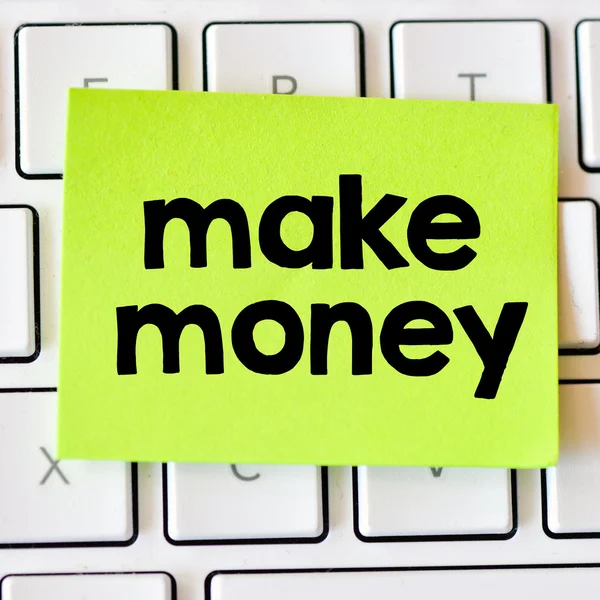 Memo with   make money  on  keyboard — Stock Photo, Image