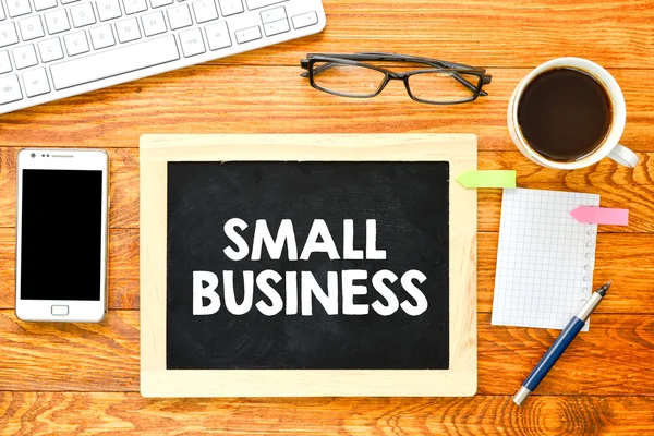 黑板上的小型企业 — 图库照片