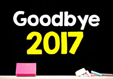 Hoşça kalın yazı tahtası üzerinde 2017