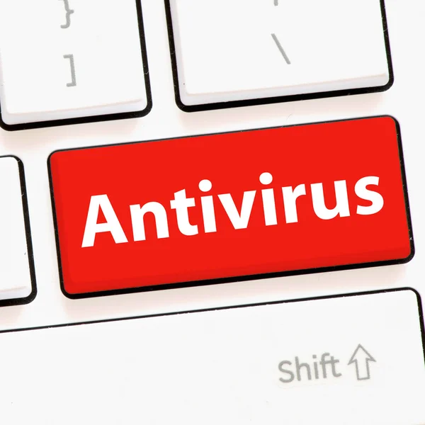 Computer  keyboard with antivirus Stock Photo