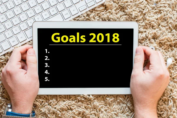 2018 の目標とタブレット pc — ストック写真