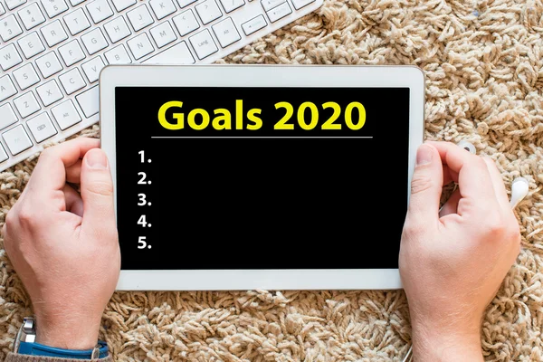 Tablette pc avec des objectifs 2020 — Photo