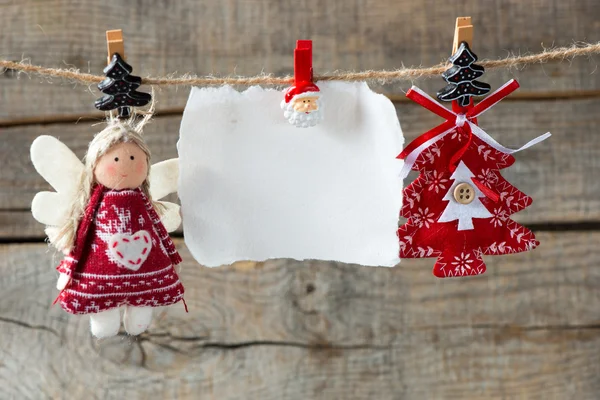 Christmas decoration and empty  paper sheet — Stock Photo, Image