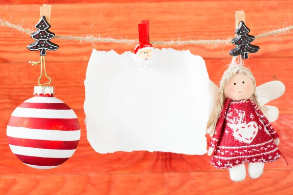 Decoración de Navidad y hoja de papel vacía — Foto de Stock