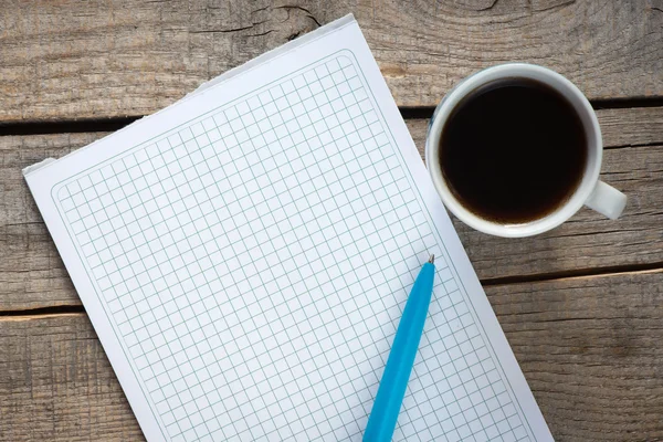 Empty white paper with cup of coffee — Stock Photo, Image