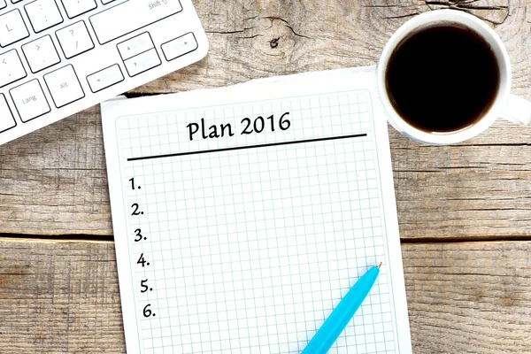 Plan 2016 auf weißem Papier geschrieben — Stockfoto