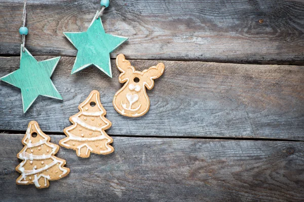 Décorations de Noël et biscuits au pain d'épice — Photo