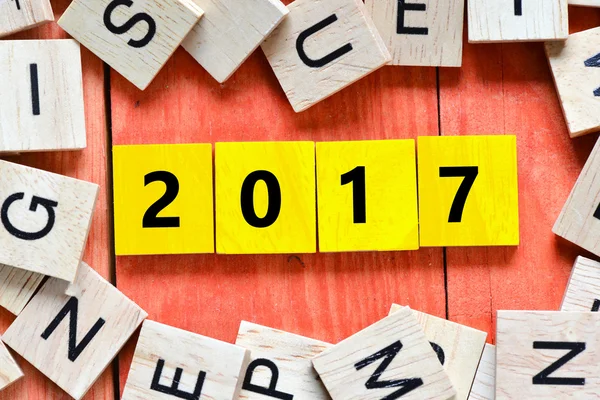 Numéros en bois 2017, nouvel an — Photo