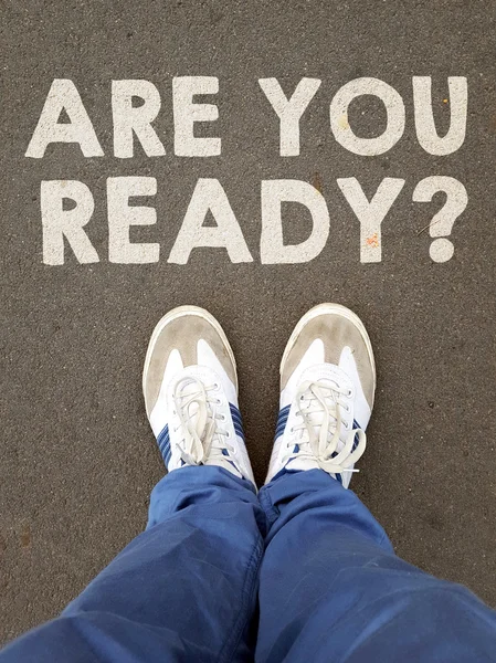 Nohy s znamení jste připraveni? — Stock fotografie