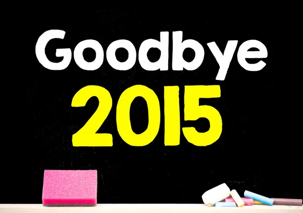 Adiós 2015 inscripción en pizarra — Foto de Stock