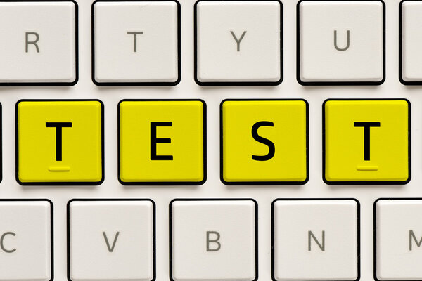 keyboard with test  inscription