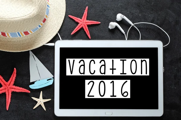 Tablette numérique pc avec vacances 2016 — Photo