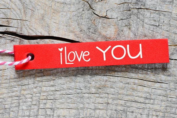 Red label spelling   I love you — Stock Photo, Image