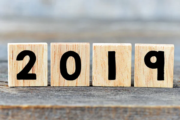 Wooden numbers 2019, new year — Stock Photo, Image