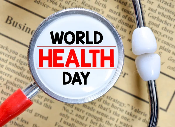 Stethoscope with inscription World Health Day — Stock Photo, Image