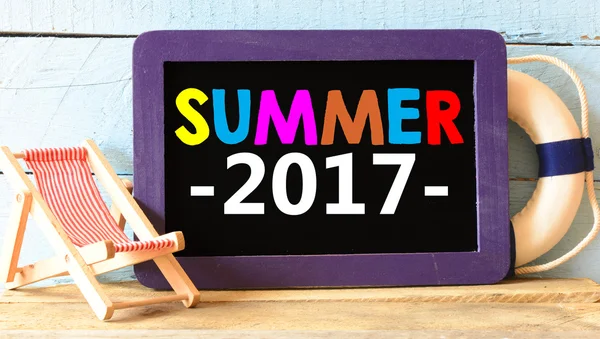 Schoolbord zomer 2017 inscriptie — Stockfoto