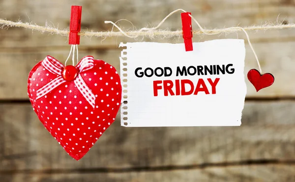 Good morning Friday inscription with heart — Stock Photo, Image