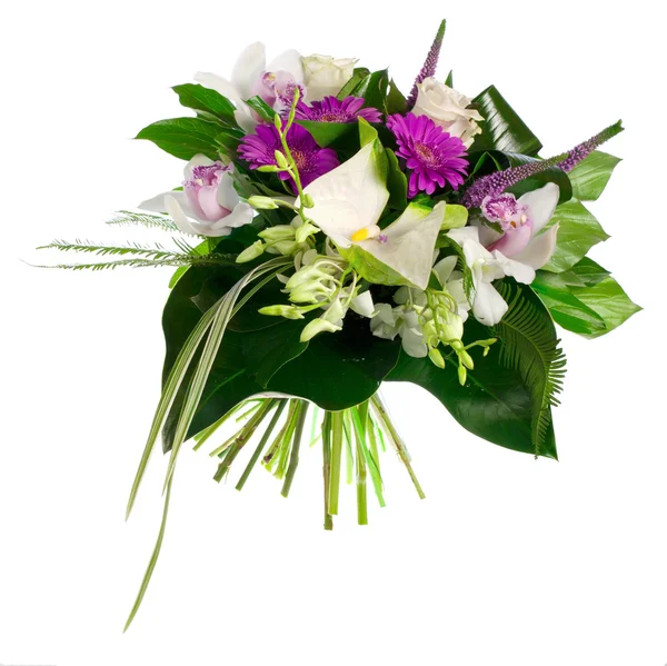 Bouquet van rozen, Gerbera's, orchideeën en anthurium Rechtenvrije Stockfoto's