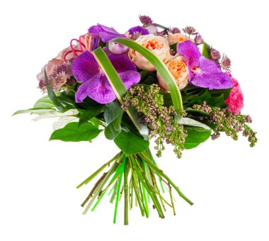 buket gül, paeonia ve orkide