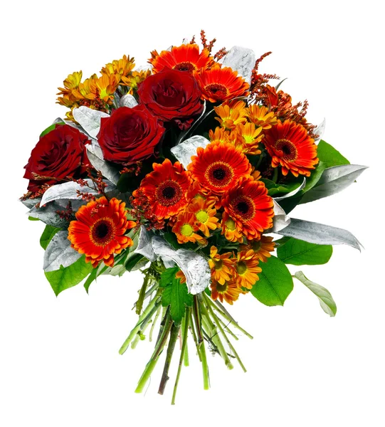 Schöner Strauß Gerberas und Rosen — Stockfoto