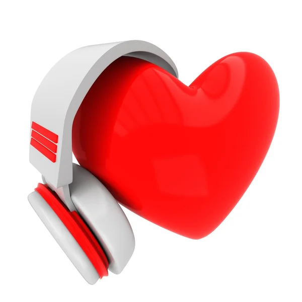 Heart with Headphones — Stock Photo, Image