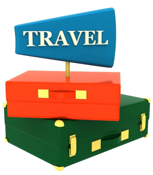 3d suitcase with inscription travel — Stock Photo, Image