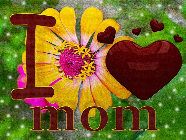 I love mom postcard — Stock Photo, Image