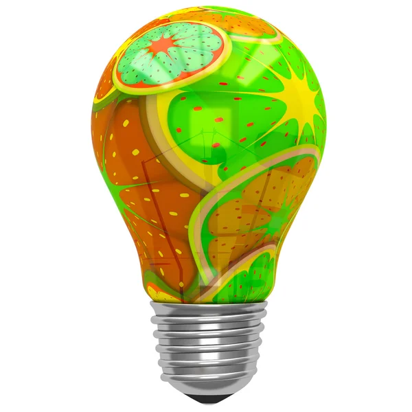Bulb light with fruit — Stock Photo, Image